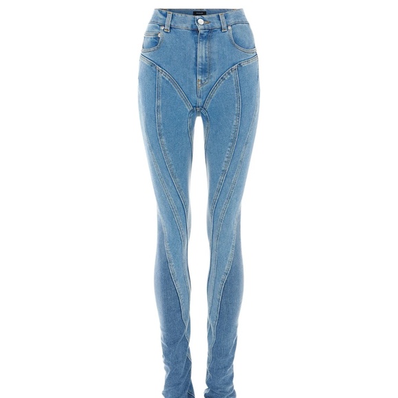 MUGLER Blue Slitted Spiral Jeans US26 - Picture 6 of 17